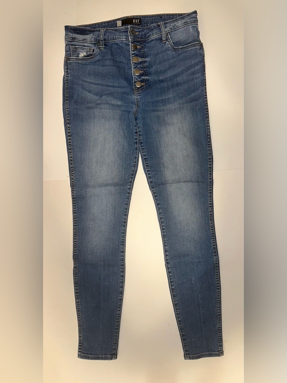 KUT from the Kloth Mia High Rise Fab Ab Skinny Blue Jeans Womens Sz 8 Button Fly